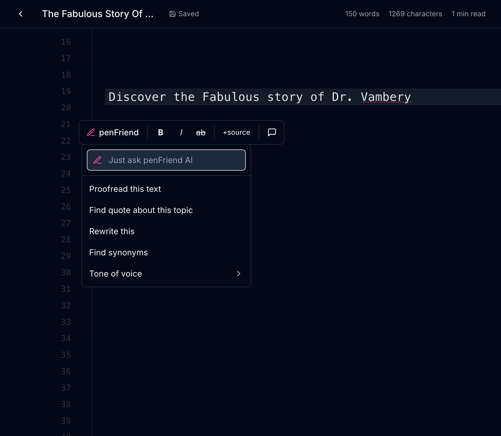 penFriend AI interface